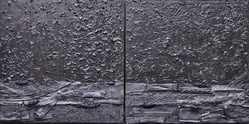 Paul Ecke Night Water Diptyque, 2023 Pearls and mixed media on canvas 36 x 72 x 3 in 91.4 x 182.9 x 7.6 cm Signed by the Artist