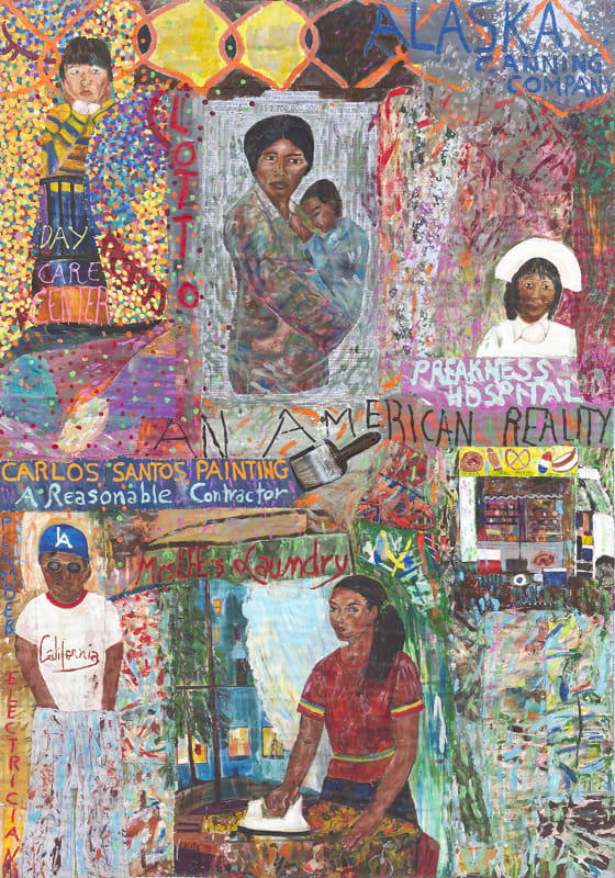 I thought the streets were paved with gold, 1991 Acrylic, oil, wood bristle, painted canvas, painted cloth on stitched and padded canvas 94 x 68 in 239 x 173 cm