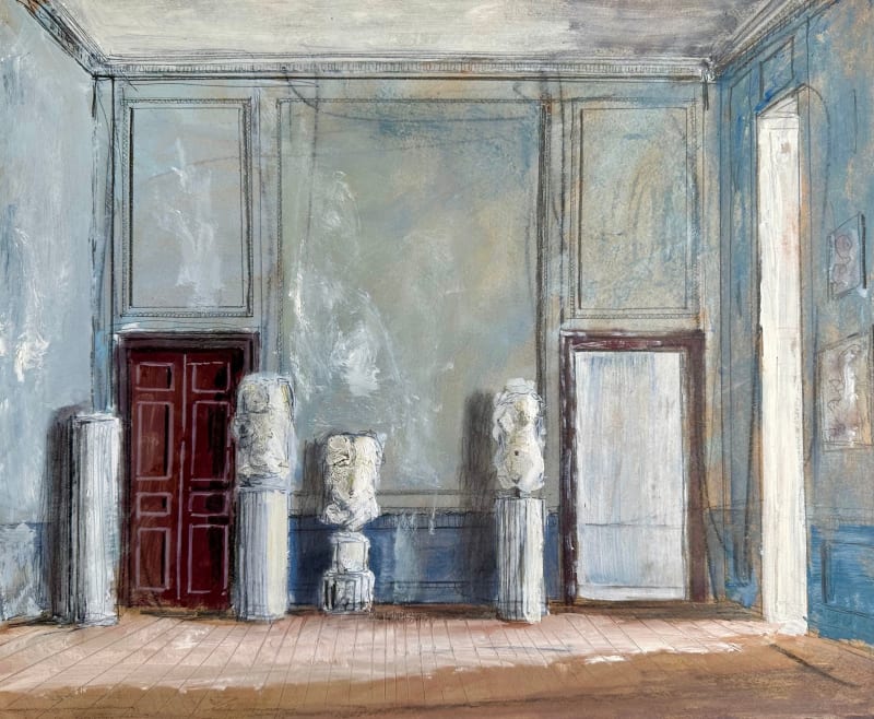 Pierre Bergian Torsos in an empty room, 2024 Oil on panel 46.5 x 38 cm / 18.3 x 15 in