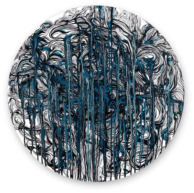 Bleeding, 2021 acrylic and Chinese ink 27 1/2 x 27 1/2 in 70 x 70 cm