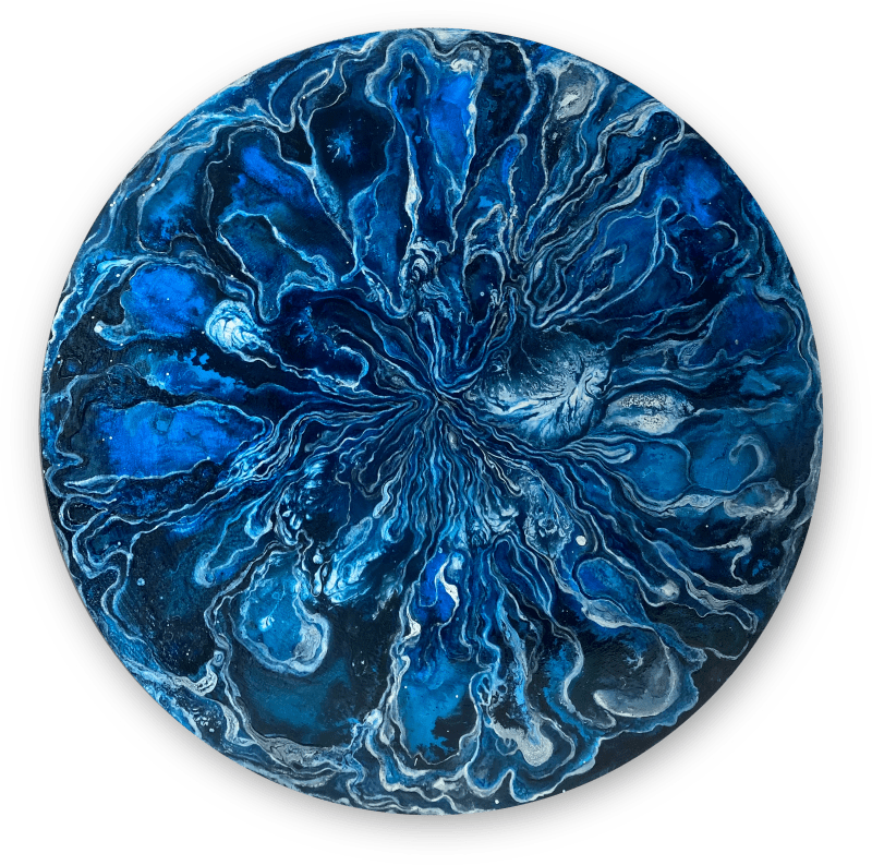 Deep Ocean, 2022 Acrylic and Chinese ink 19 3/4 x 19 3/4 in 50 x 50 cm