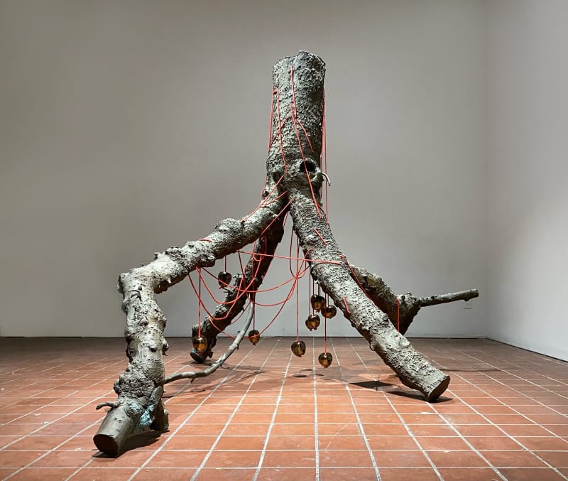 Anya Gallaccio Rêvons D'or, 2006 bronze cast tree, 12 glazed porcelain apples, rope 71 1/2 x 95 x 72 3/4 in 181.6 x 241.3 x 184.8 cm