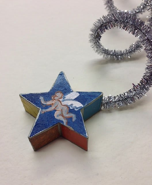Holly Frean Cherub Star Tree Decoration, 2013 acrylic on wood 5 x 5 x 1.5 cm