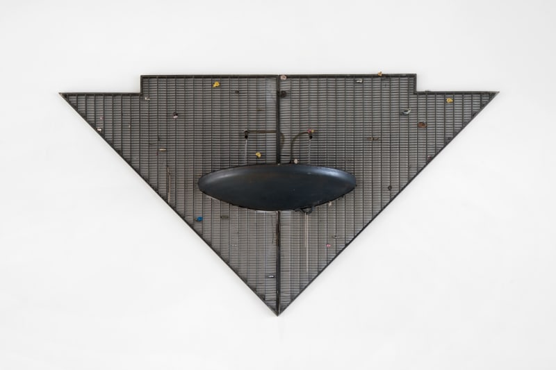 Philipp Zrenner 50/50, 2023 Mixed Media Assemblage 190 x 70 x 45 cm 74 4/5 x 27 14/25 x 17 18/25 in