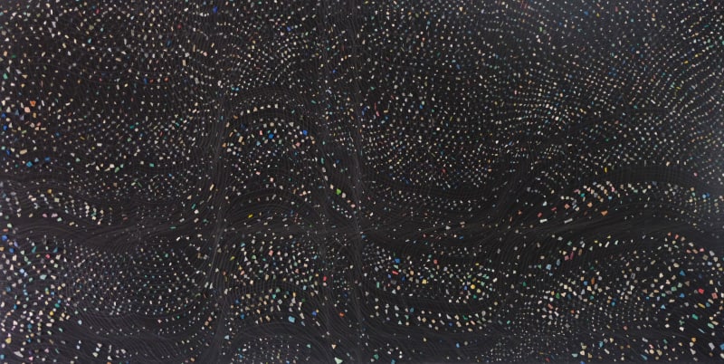 Pratchaya Charernsook Strong Waves, 2023 Salvaged microplastic on canvas 19 1/2 x 39 1/2 x 2 in 50 x 100 x 4.5 cm