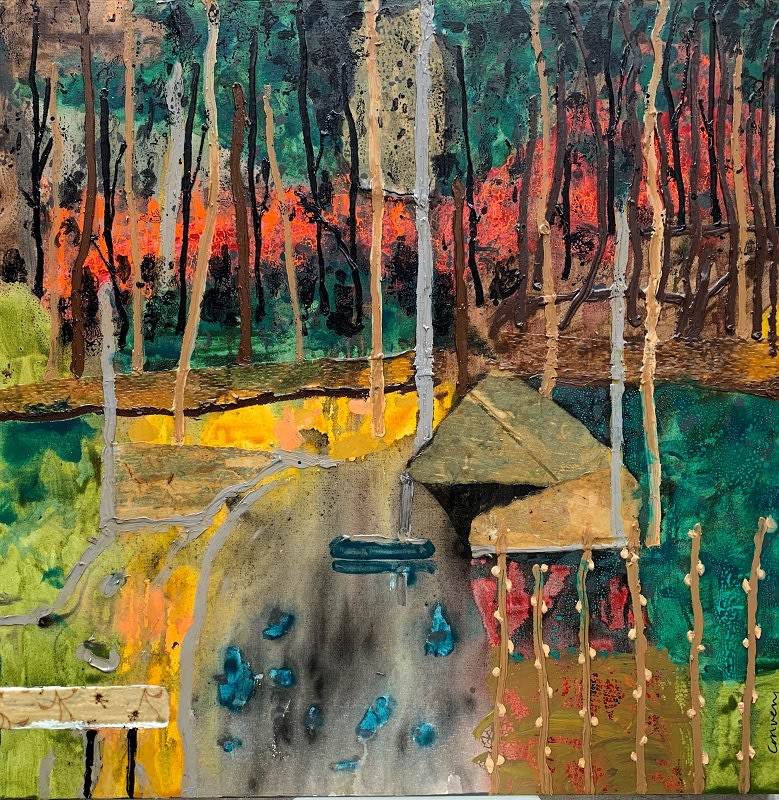 Francis Convery RSA Home 3, 2019 Mixed media on canvas 100 x 100 cm