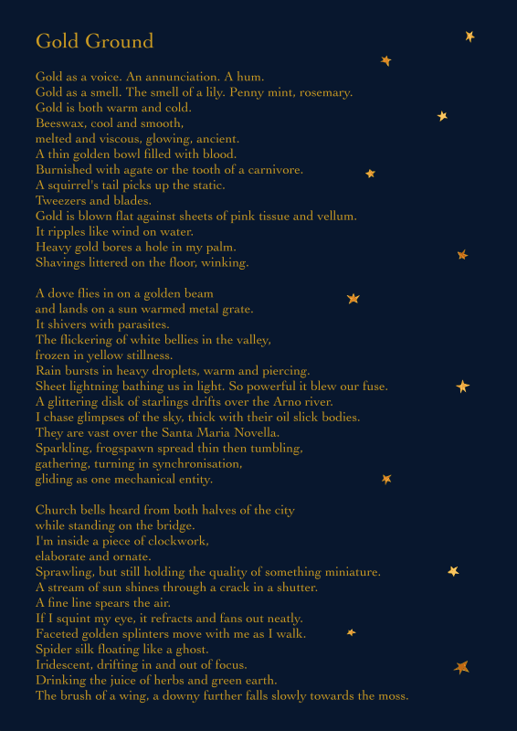 Elvey Anna Stedman, Gold Ground, 2023