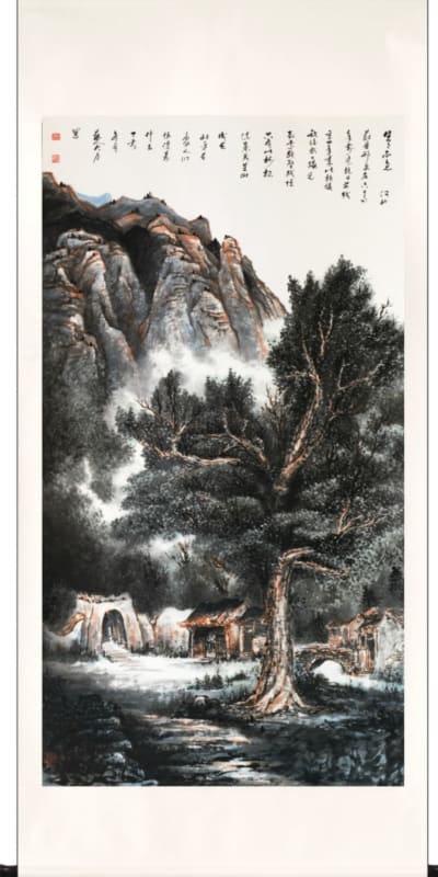 water ink on rice paper H 176 * W 96cm Da Li "Endless Vitality: A Colored Ink Landscape by Da Li", 2024