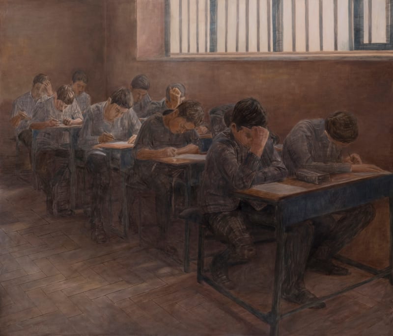 Moslem Khezri We Keep Reviewing 55, 2020 Oil on canvas 47 1/4 x 55 1/8 in 120 x 140 cm