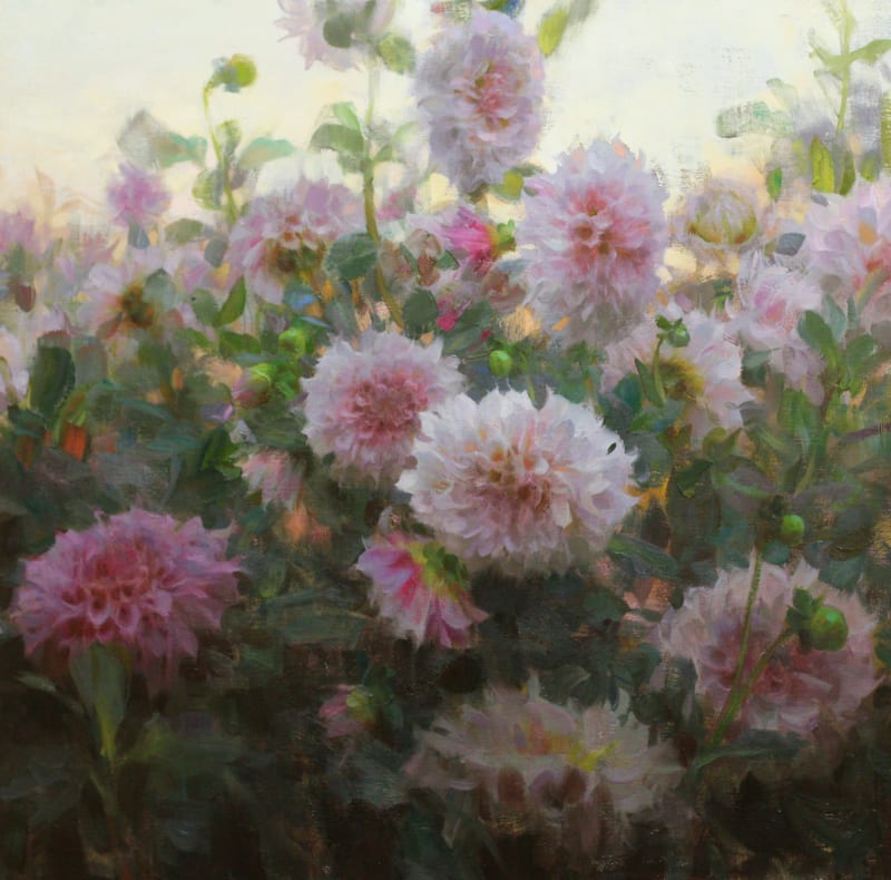 Daniel J. Keys Dahlia Glow, 2023 Oil 25 x 25 in