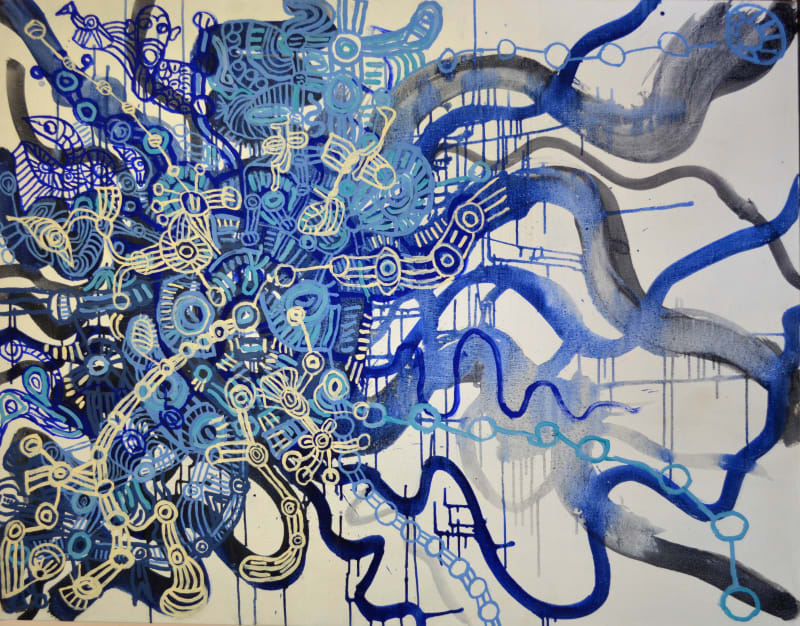 Yaritji Young Tjala tjukurpa - Honey ant story acrylic on linen 152 x 120 cm