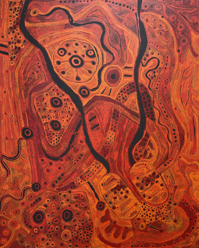 Anita Pumani Antara - Maku Dreaming, 2022 acrylic on linen 152 x 122 cm