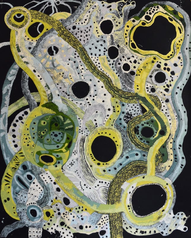 Pauline Minmila Wangin Kapi Tjukula (Water Hole), 2022 acrylic on linen 152 x 122 cm