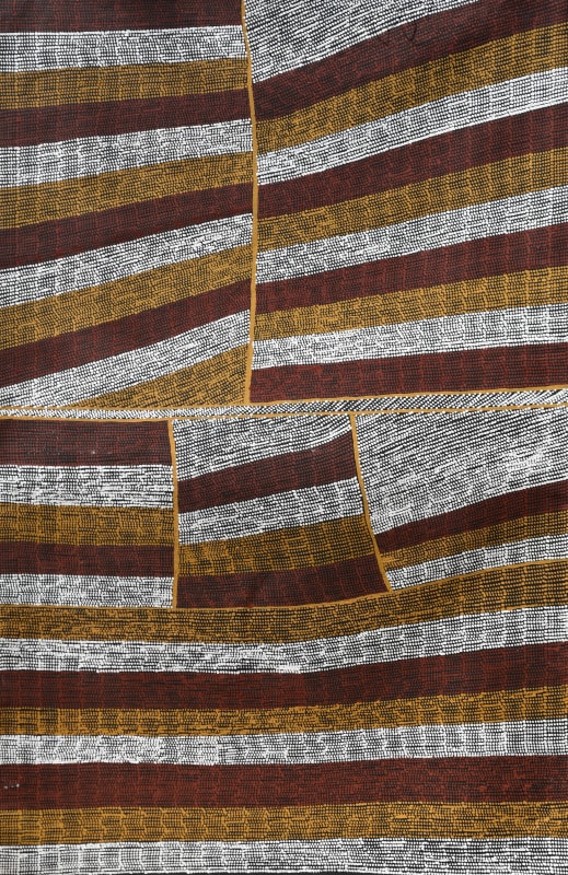 Susan Wanji Wanji Pupuni Jilamara, 2022 ochre on linen 120 x 180 cm