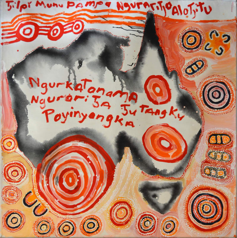 Mumu Mike & Tuppy Goodwin Tjilpi acrylic on linen 150 x 150 cm