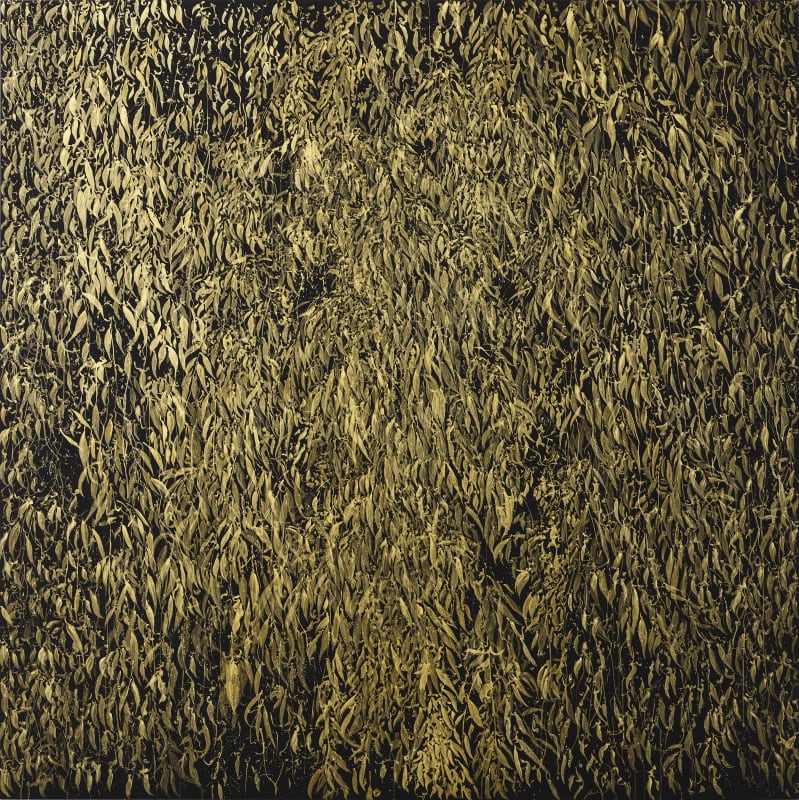 Dancin' in the light, 2019 Gold ink and gesso on aluminium panel 200 x 200 cm 78 3/4 x 78 3/4 in