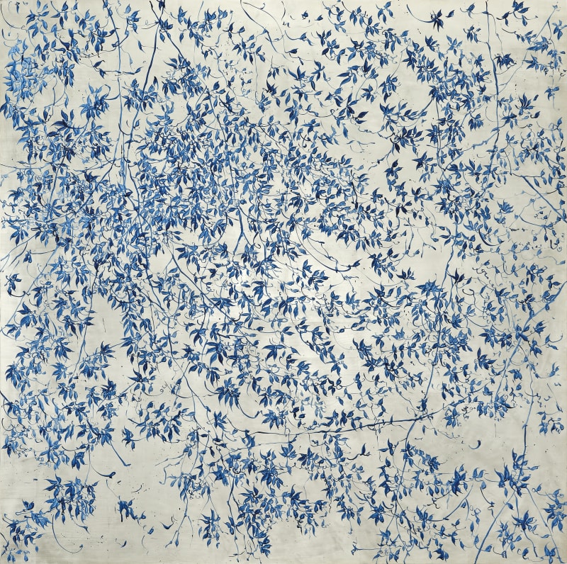 Underwater silence, 2020 Acrylic and 12 carat white gold on aluminium panel 125 x 125 cm 49 1/4 x 49 1/4 in