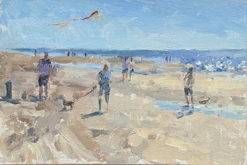 Sarah Manolescue ROI, Kites and Dogs, West Wittering