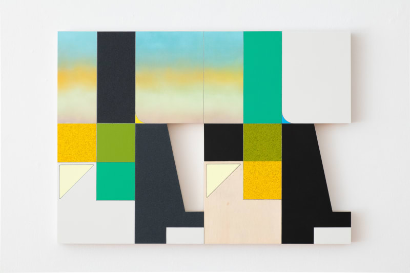 Jeffrey Swider Peltz Deconstructed: Skateboarding, 2024 Acrylic, spray, grip tape, pencil on panel 33 1/2 x 46 1/2 in. 85.1 x 118.1 cm