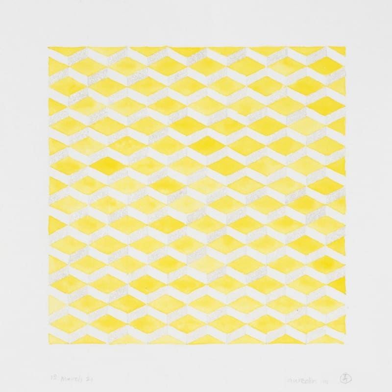 Noor Mahnun Anum aureolin m, 2021 Watercolour on paper 20 x 20 cm Frame size 33 x 33 cm