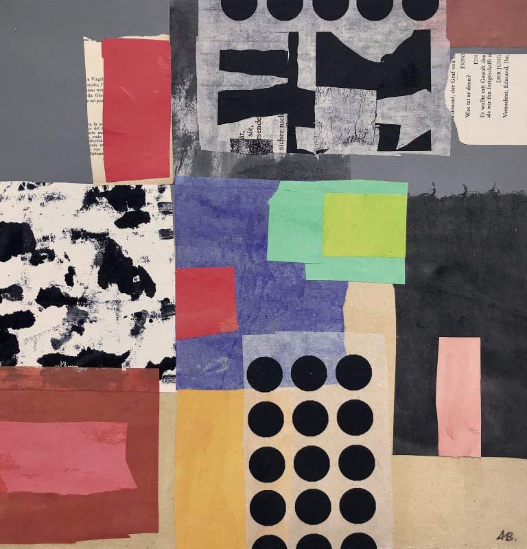 Alfons Bytautas RSA, Just in Time, 2019, acrylic and collage on board, 35 x 35 cm.