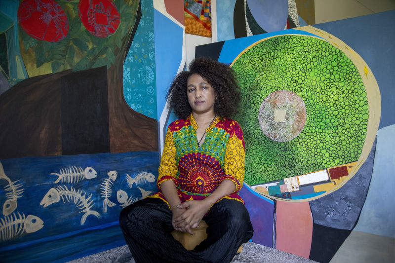 Merikokeb Berhanu in her studio in Maryland, USA.