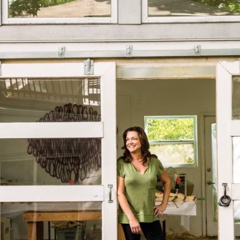 Sculptor Caprice Pierucci in her artist's studio
