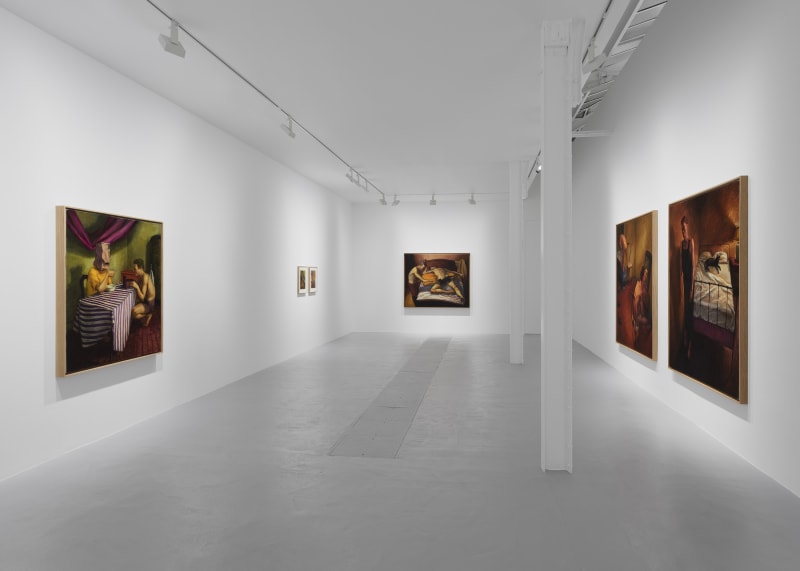 Hugh Steers: "Blue Towel, Red Tank," Installation view, David Zwirner, Paris (2021). Courtesy David Zwirner, Paris.