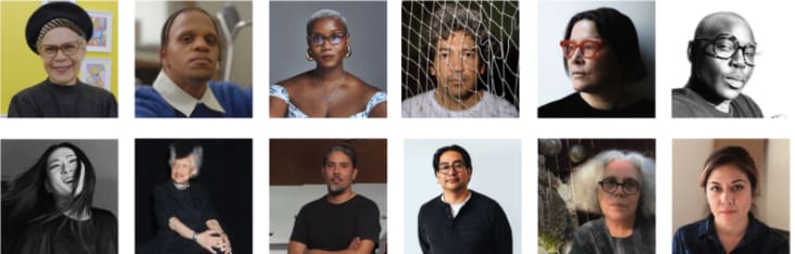 Clockwise, from top left: Candida Alvarez, American Artist, Ja’Tovia Gary, Jorge González Santos, Every Ocean Hughes, Autumn Knight, Shizu Saldamando, Alison Saar, Ronny Quevedo, Paul Pfeiffer, Lorraine O'Grady, Young Joon Kwak