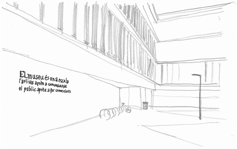 Installation by Luis Camnitzer at the Faculty of Education, Psychology and Social Work of the University of Lleida. | Drawing: Martí de la Malla
