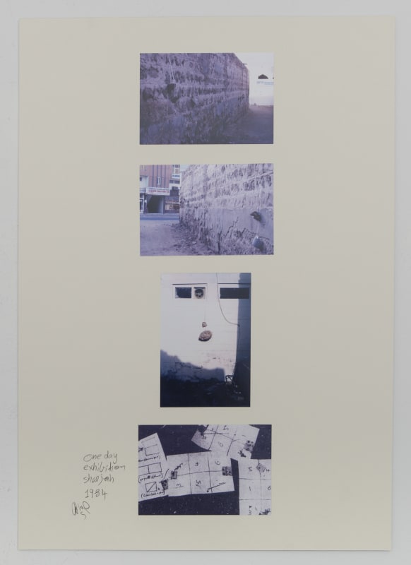 Hassan Sharif, One Day Exhibition-Sharjah, 1984 Photographs on cardboard, 23 3/8 x 16 4/8 in (59.5 x 42 cm)