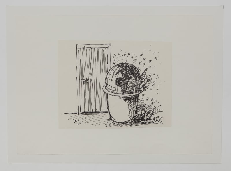 Hassan Sharif Untitled, 1979 Ink on paper 7 1/2 x 9 1/2 in without mount (19.1 x 24.1 cm without mount) 13 1/4 x 18 1/8 in with mount (33.7 x 46 cm with mount)