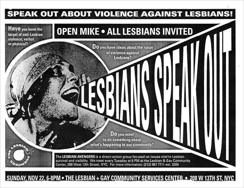 Lesbian Avengers (Carrie Moyer, designer) Lesbians Speak Out, 1996