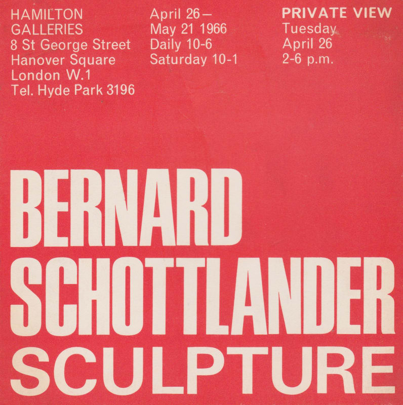 Bernard Schottlander Sculpture 1966 Hamilton Galleries