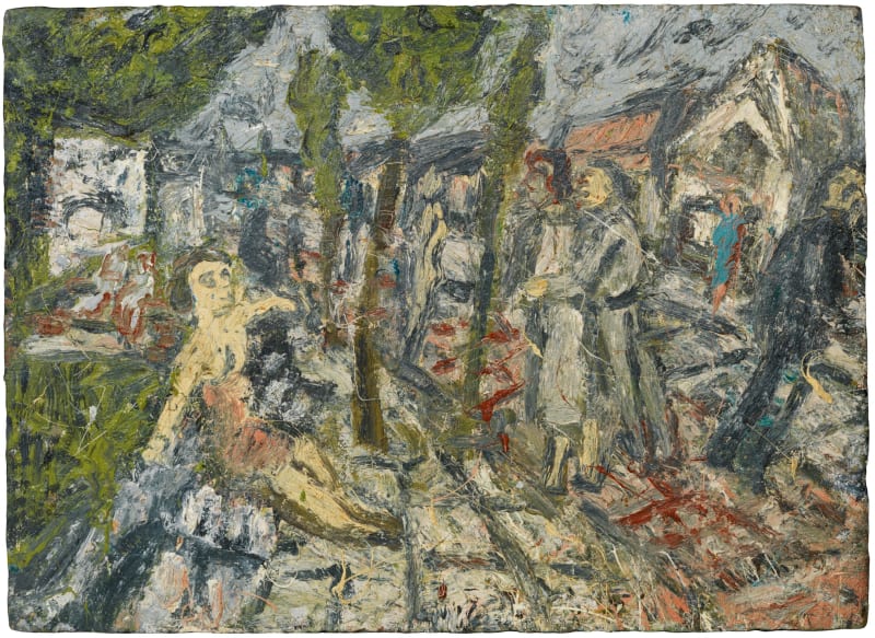 Leon Kossoff, A Street in Willesden, Early Summer, 1983, oil on board, 100 x 137.5 cm