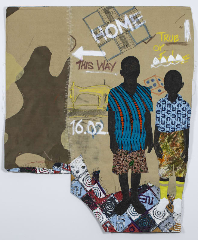 Raphael Adjetey Mayne MENSAH ANA SOWAH, 2019 Collage, mixed media on canvas 150 x 124 cm