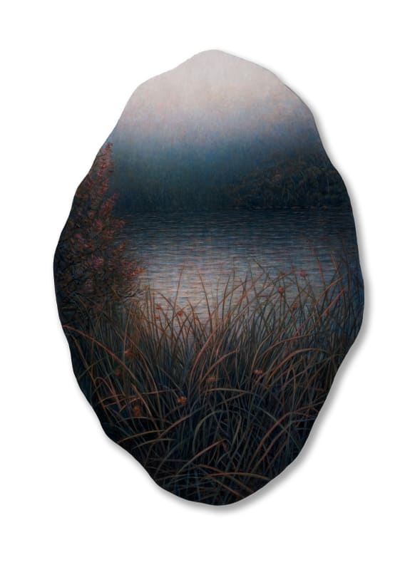 Michaye Boulter ‘Patience', oil on hand-beaten steel, 71 x 48 cm