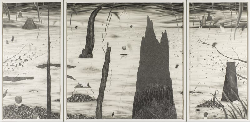 Triptych of graphite scenery