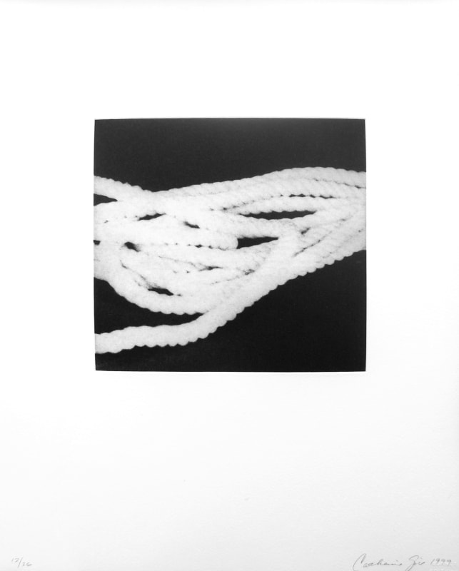 Black and white image of skeins of rope