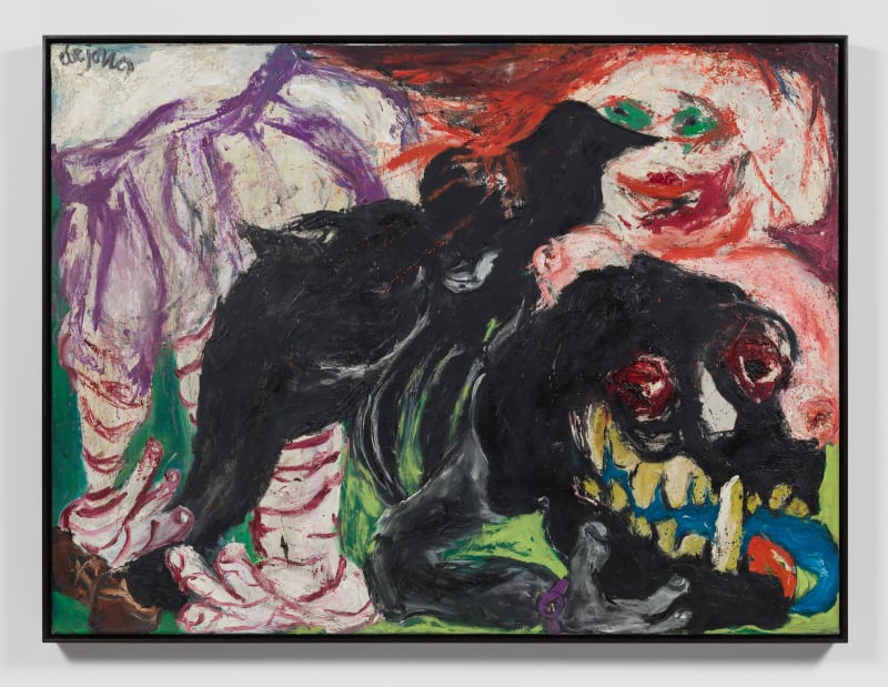 Jacqueline de Jong, Le blouson très noir et ses femmes, 1964, oil on canvas, 96 x 129 cm