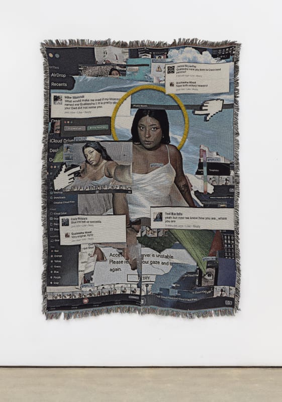 Qualeasha Wood Clout Chasin’, 2023 woven jacquard and glass seed beads 213.4 x 154.9 cm, 84 x 61 in