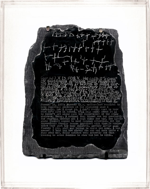 Mary Kelly, Post-Partum Document: Documentation VI, Prewriting Alphabet, Exergue and Diary, 1978, part 2