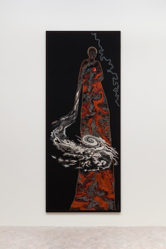 Tamar Mason, Gxara, 2020, embroidery and beadwork on fabric, 223 x 92 cm, 91 3/8 x 36 1/4 in