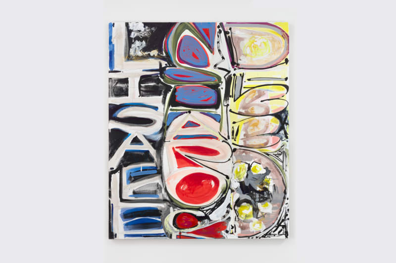 Suzanne McClelland PLAYLIST: Sha-Rock with Debbie D and Lisa Lee, 2021 Acrylic, oil and graphite on linen 59 x 49 inches 149.9 x 124.5 cm