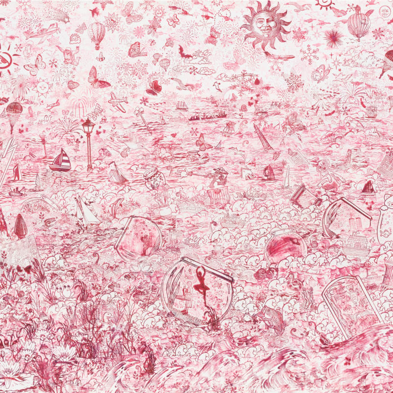 John Burtle High Tide or/and There is Sooooooooo Much, 2023 [detail] Ink on canvas 20 x 38 inches, 50.8 x 96.5 cm