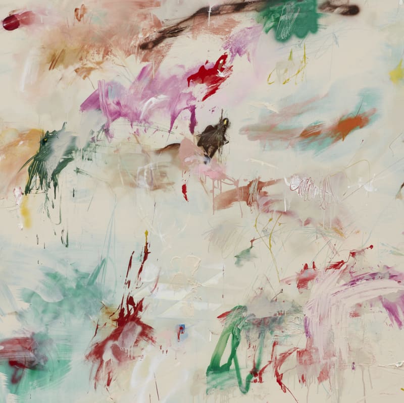 Kwamé Azure Gomez Everyday Auntie Chooses a pastel Prom, 2025 Acrylic, oil, spray paint, modeling paste and colored pencil on canvas 60 1/8 x 108 x 2 inches 152.4 x 213.4 cm