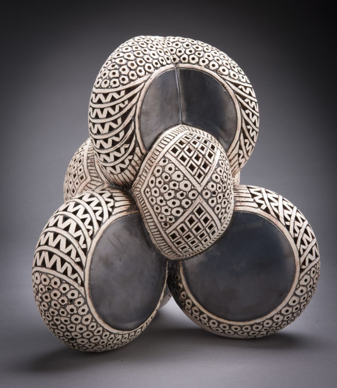 Ibrahim Said (Egyptian, b. 1976) Black Stacked Circles, 2012 White earthenware with black metallic glaze 12 1/2" x 10" x 10" Gift of the Delhom Service League to the Mint Museum, Charlotte, NC