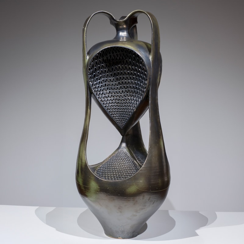 Ibrahim Said, Fountain, 2015 Red earthenware 44 1/2 × 20 × 20 inches Des Moines Art Center Permanent Collections; Purchased with funds from the Ellen Pray Maytag Madsen Sculpture Acquisition Fund, 2024.3