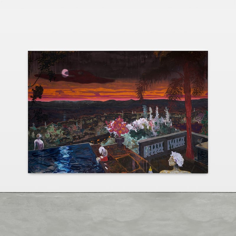 Pierre Knop (French-German, b. 1982) Family Night, 2024 Mixed media on canvas 67" x 98.5" (170 x 250 cm)