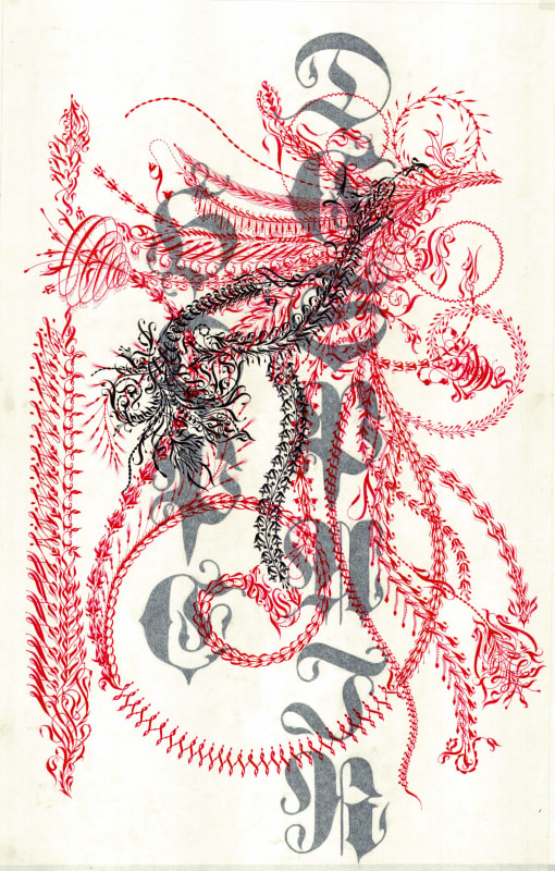 Hunter Saxony III Hope/Despair, 2022 Archival ink on American Pergamenata 23 1/2 x 39 1/4 in